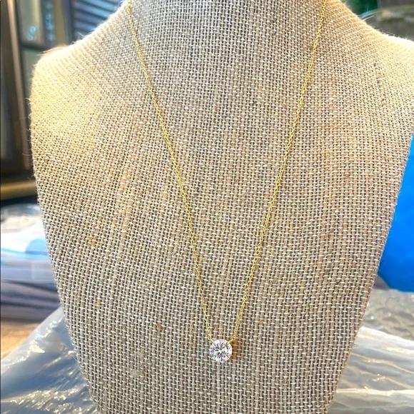 Gold over 925 silver Necklace with CZ Pendant - Picture 2 of 5